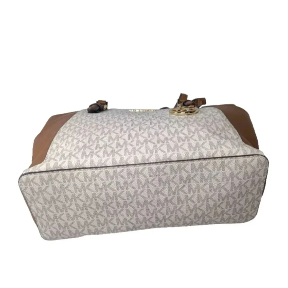 Michael Kors Charlotte Logo and Leather Top-Zip Tote Bag